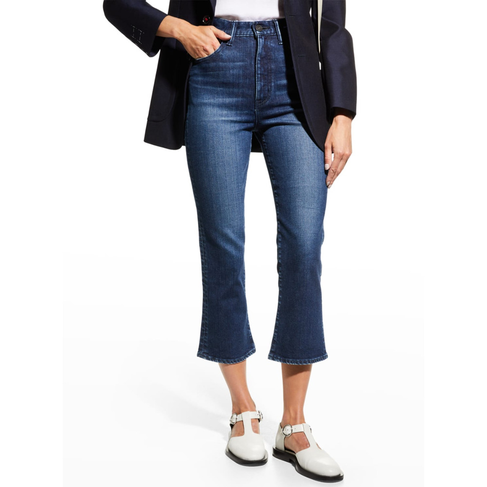 Moussy Vintage Women Emma Cropped Flared Jeans Dark Blue Size 27